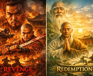 The portrayal of revenge and redemption in Shaolin films.